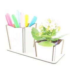 Porta Flor e Lápis Personalizado MDF Branco - Manicure