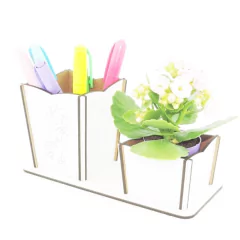 10 Porta Flor e Lápis Personalizado MDF Branco - Girafinha