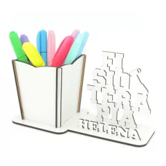Porta Lápis Com Display Personalizado MDF Branco - Fisioterapia