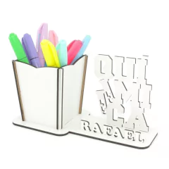 Porta Lápis Com Display Personalizado MDF Branco - Química