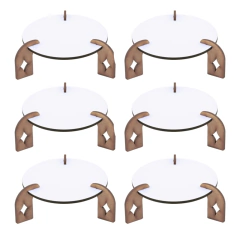 6 Mini Bandejas Redonda Porta Doces Mdf Branco - 13x13x4cm na internet
