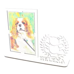 Porta Retrato Personalizado Display Mdf Branco Ursinho Vazado