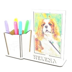 Porta Retrato Com Porta Lápis e Nome Personalizado MDF - Zebra