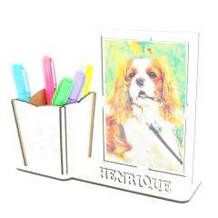 Porta Retrato Com Porta Lápis e Nome Personalizado MDF - Cavalo Carrossel