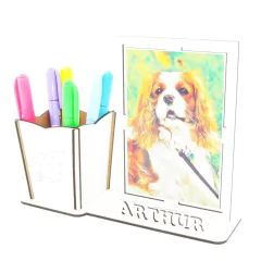 Porta Retrato Com Porta Lápis e Nome Personalizado MDF - Foguete