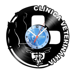 Relógio De Parede - Disco de Vinil - Comercial - Clínica Veterinária - VCM-018