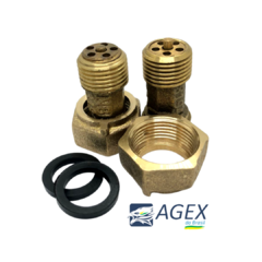 Conexões para Hidrômetro 1/2" DN 15 com Bloqueador de AR - (porca de metal, tubete de metal e arruela de vedação)