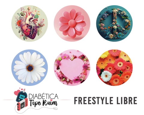 Kit com 6 adesivos FreeStyle Libre | Floral