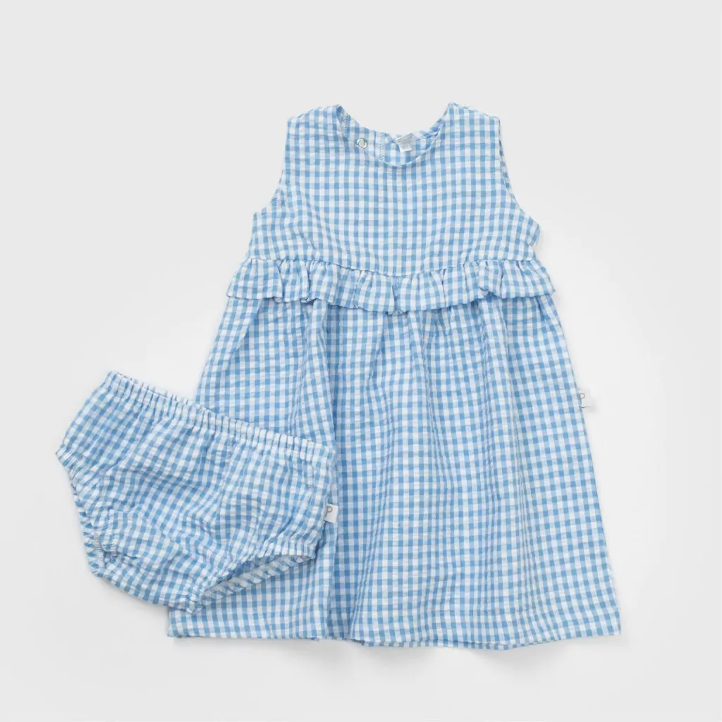 VESTIDO EN CLOQUE AZUL