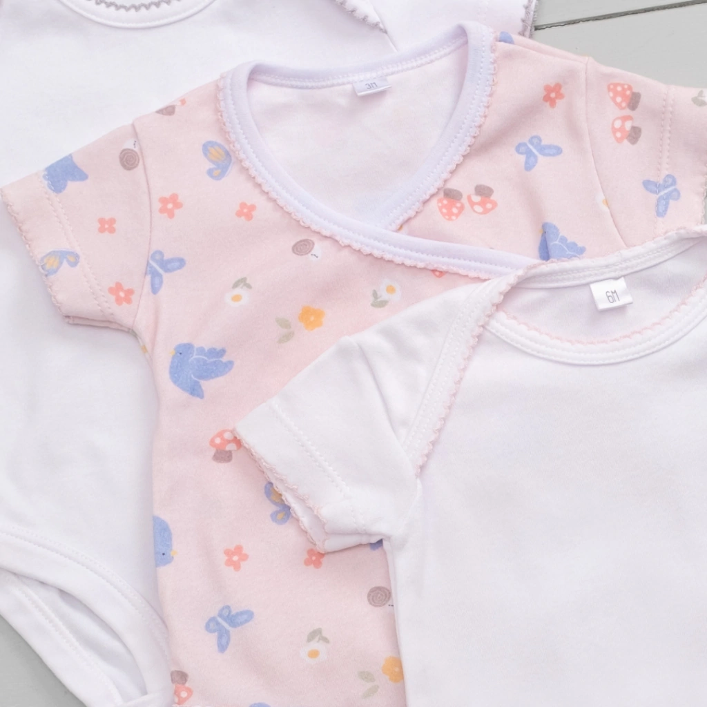 PACK X3 BODYS ROSAS MANGA CORTA- ALGODON PIMA