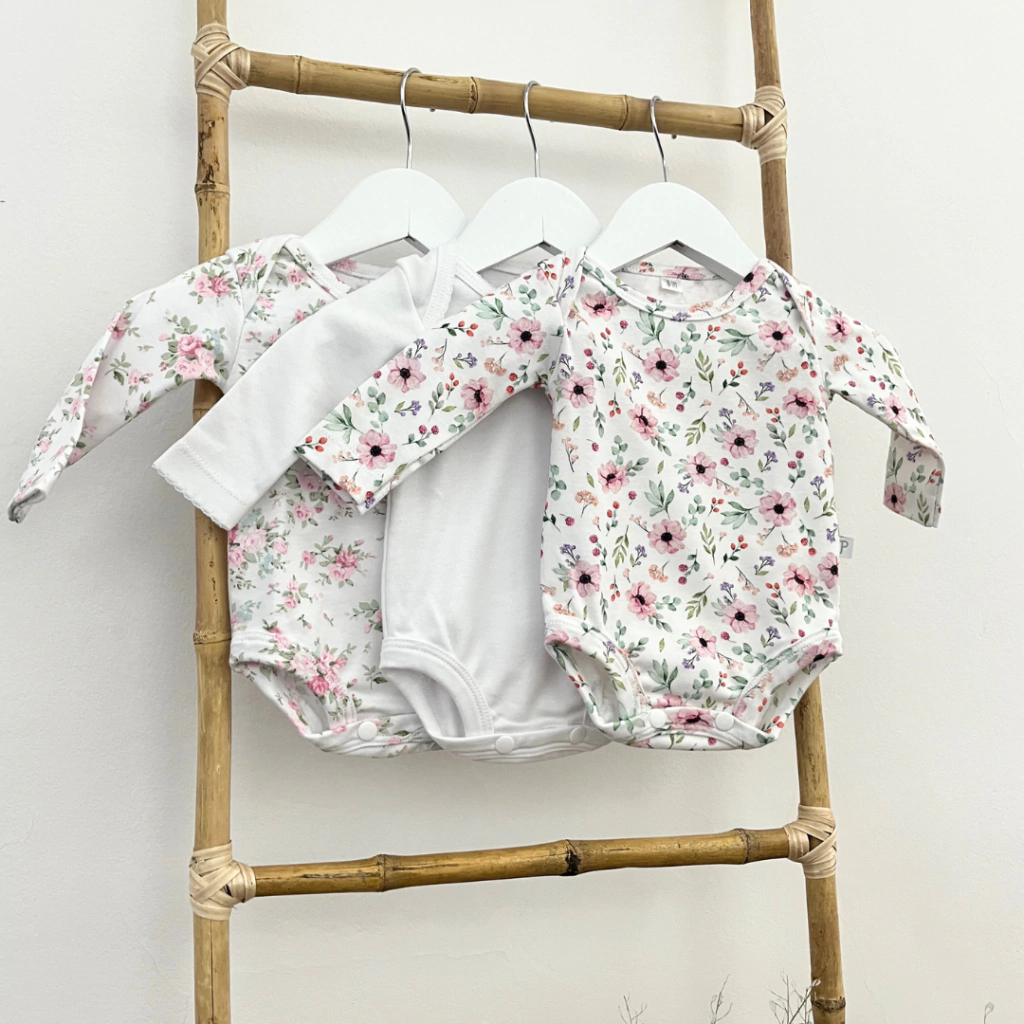PACK X3 BODYS FLORES - ALGODON PIMA