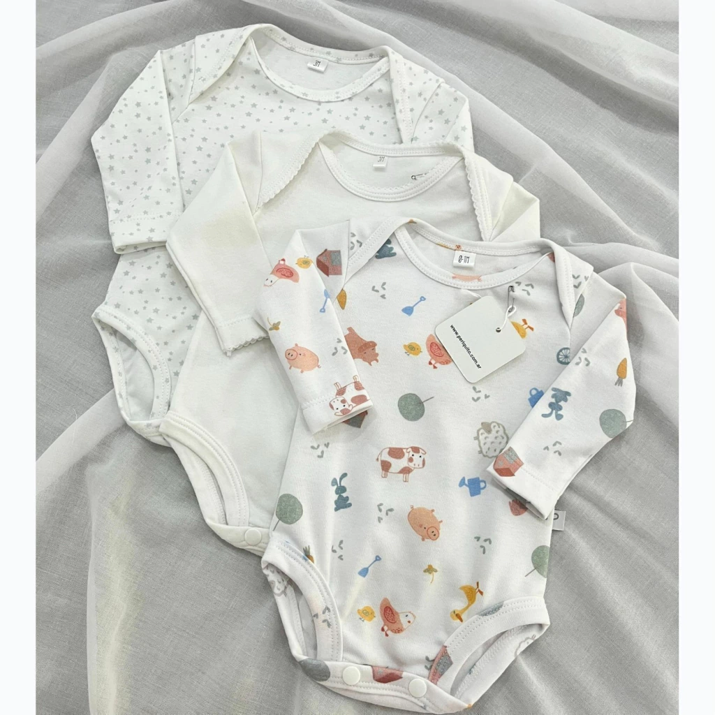 PACK X3 BODYS ESTRELLITAS - ALGODON PIMA