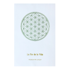 Flor de la Vida verde en papel crema