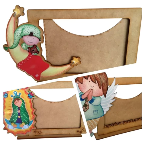 PACK. X 6 PORTARRETRATO MADERA PERSONAJE