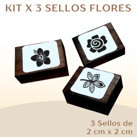 PACK X 3 SELLOS FLORES 2X2