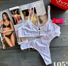 Conjunto de microfibra. Corpiño top con cierre delantero y cola less tiro alto. Art 2013 - comprar online