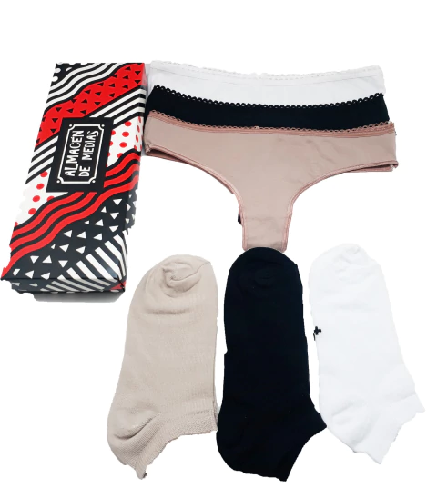 PACK X3 CULOTTE LESS ALG. LISO + PACK X3 PLANTIN LISO (BOX08)