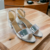 Sandalias con taco plateadas