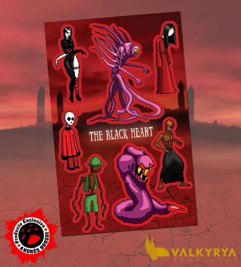 Plancha de Stickers The Black Heart by Andrés Borghi