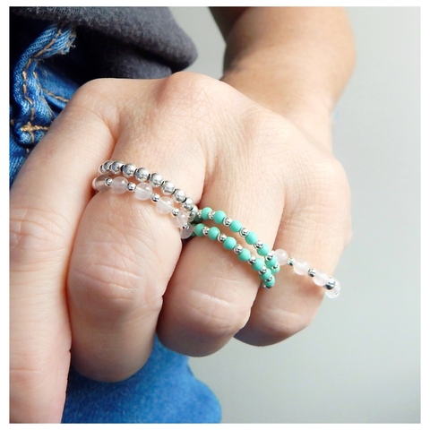 ANILLOS ELASTIZADOS PIEDRAS PLATA 925 - comprar online