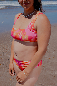 Bikini top escote cuadrado Estampado fucsia - tienda online
