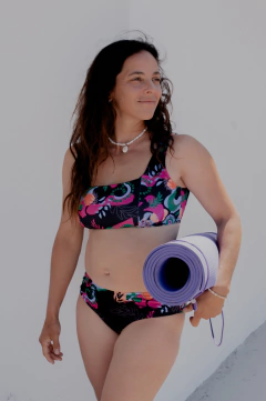 Bikini top escote cuadrado Estampado Negro Geo - Thelma