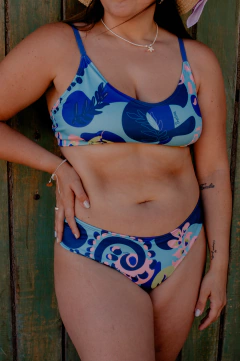 Bikini Azul Geo, corpiño breteles regulables - tienda online