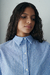 Camisa Crop Rayas Celeste - AGUS CHUEIZER