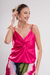 BLUS0270 Blusa de seda escote nudo con abertura - tienda online