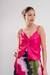 BLUS0270 Blusa de seda escote nudo con abertura