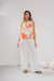 BLUS2502 Blusa de poplin estampado doble volado abotonada - tienda online