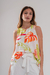 BLUS2502 Blusa de poplin estampado doble volado abotonada