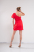 VEST0608 Vestido corto de crepe sastrero un hombro manga globo - comprar online