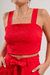 TOPS1100 Top escote recto bretel ancho super lazo crepe liviano - comprar online