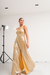 Imagen de VEST0635 Vestido largo lycra con foil, espalda con abertura rombo y boton