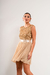 Imagen de VEST0612 Vestido corto combinado en lentejuela diferenciada y tul con lazo