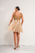 VEST0612 Vestido corto combinado en lentejuela diferenciada y tul con lazo en internet