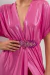 VEST5432 Vestido de lycra brillosa con manga, falda cruzada con tajo en internet