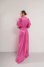 VEST5432 Vestido de lycra brillosa con manga, falda cruzada con tajo - tienda online