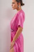 VEST5432 Vestido de lycra brillosa con manga, falda cruzada con tajo