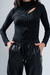PANT8460 Babucha simil cuero negra con cordon al tono