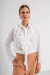 CAMI0208 Camisa de gasa crepe volados en escote y puño con botones nacar