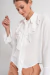 CAMI0208 Camisa de gasa crepe volados en escote y puño con botones nacar - comprar online