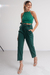 PANT0866 Pantalon crepe de punto con medio cinturon con hebilla forrada - tienda online