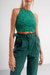 PANT0866 Pantalon crepe de punto con medio cinturon con hebilla forrada - comprar online