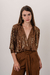 BLUS0281 Blusa de lycra manga 3/4 con foil simil faja - comprar online
