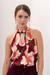 BLUS2692 Blusa estampada cuello americano con torsion - comprar online