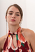Imagen de BLUS2692 Blusa estampada cuello americano con torsion