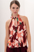 BLUS2692 Blusa estampada cuello americano con torsion - comprar online