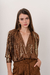 BLUS0281 Blusa de lycra manga 3/4 con foil simil faja